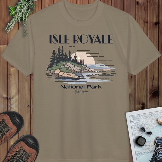 Isle Royale Superior Lines National Park Performance T-Shirt in Prairie Dust