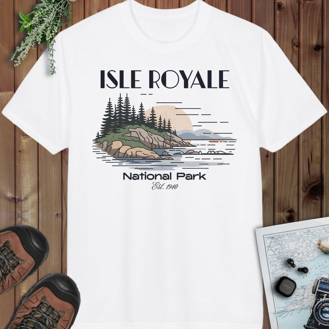 Isle Royale Superior Lines National Park Performance T-Shirt in White