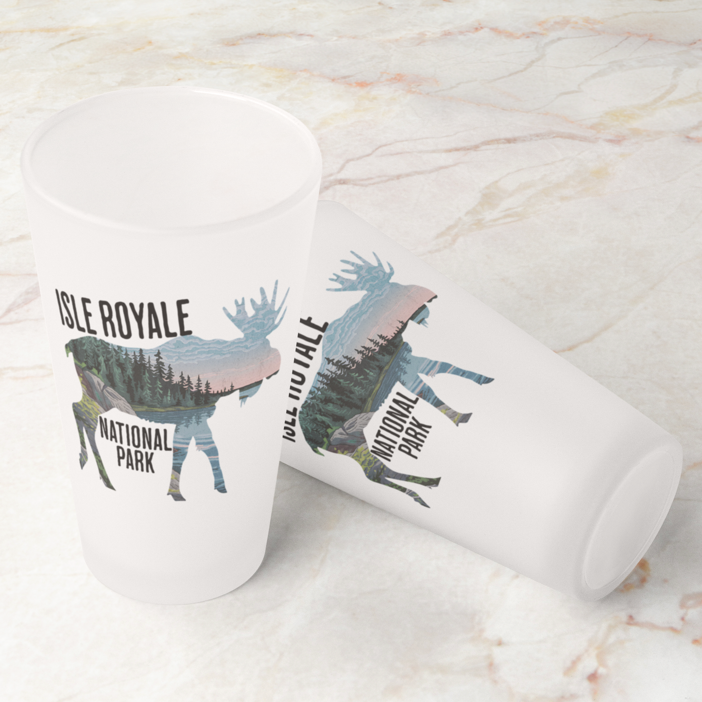 Isle Royale National Park Moose Frosted Pint Glass pint glass teelaunch