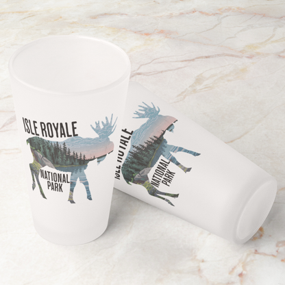 Isle Royale National Park Moose Frosted Pint Glass pint glass teelaunch