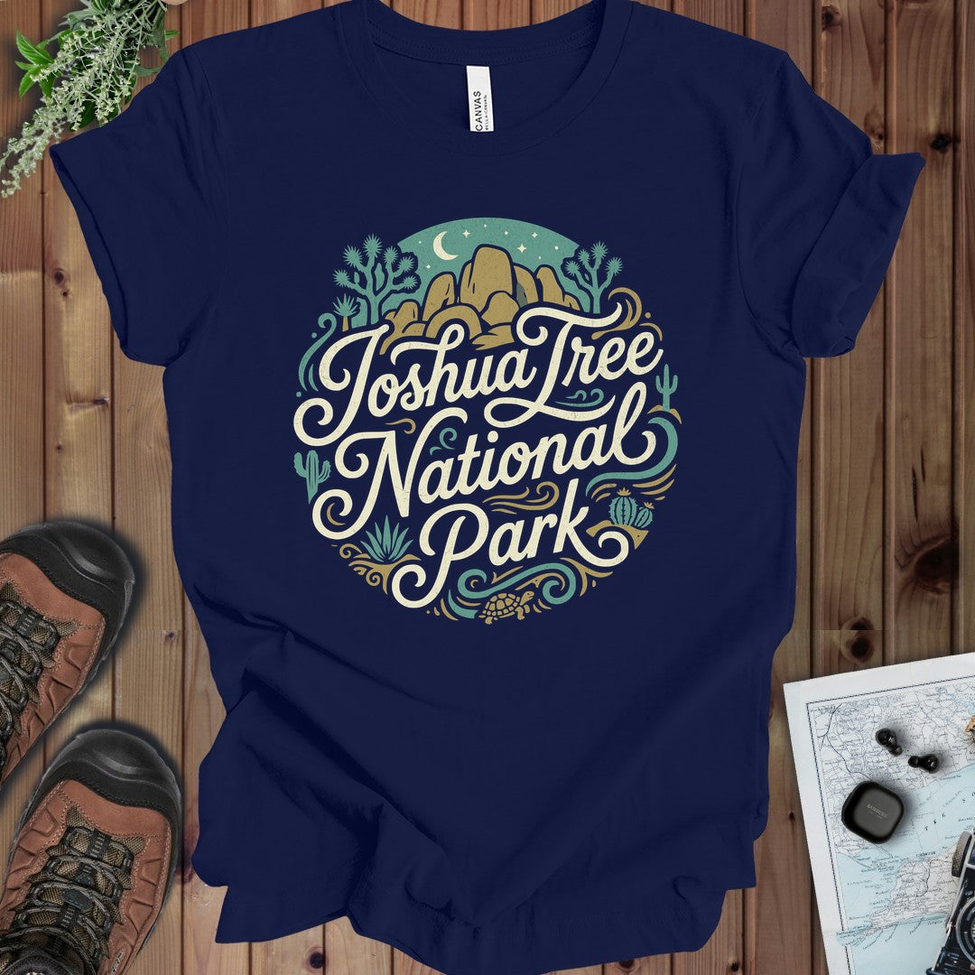 Joshua Tree National Park Curved Kids Graphic T-Shirt in Navy