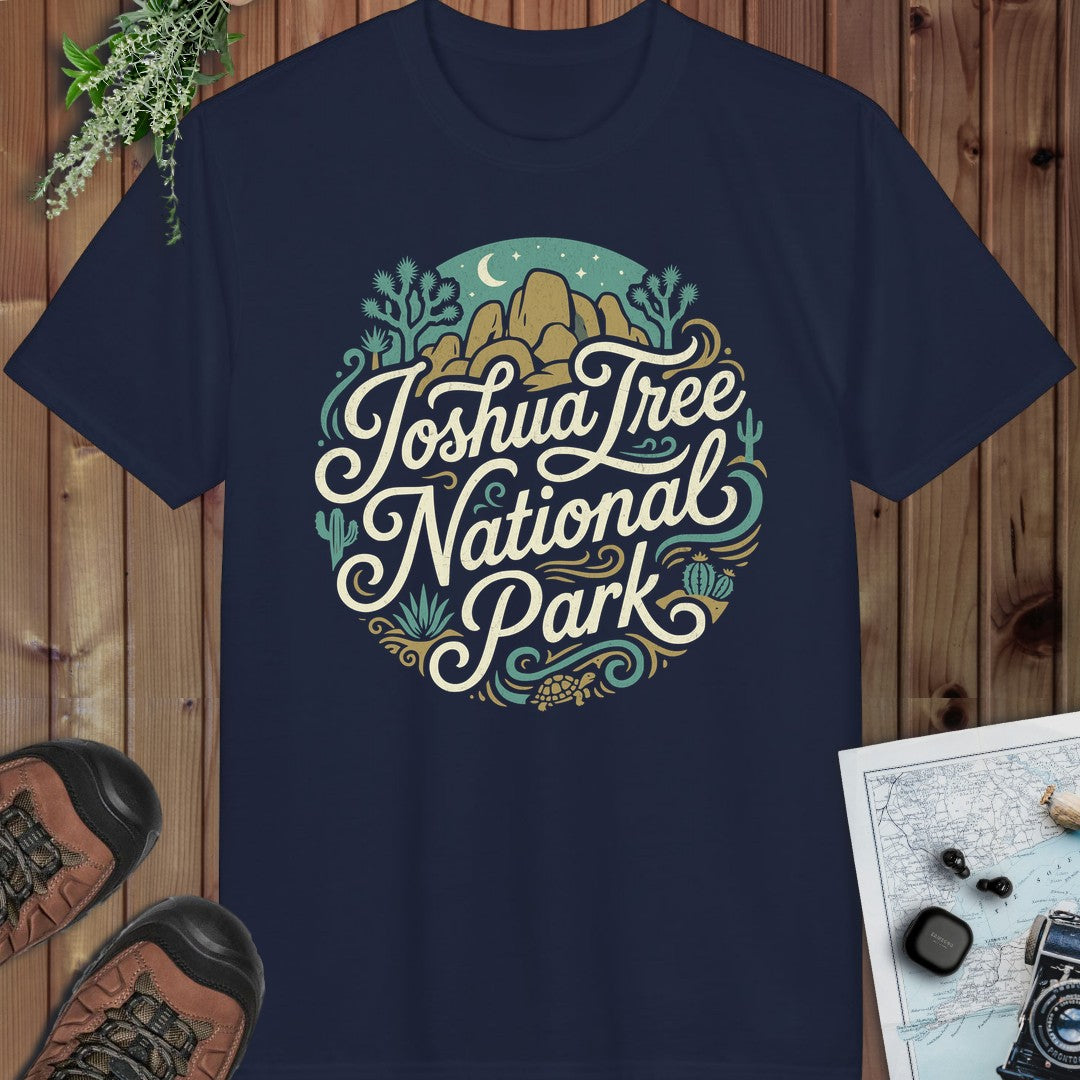 Joshua Tree National Park Curved Performance T-Shirt in Navy