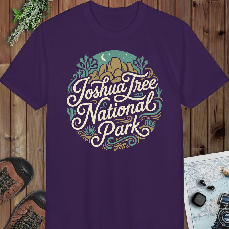Joshua Tree National Park Curved Performance T-Shirt in Purple
