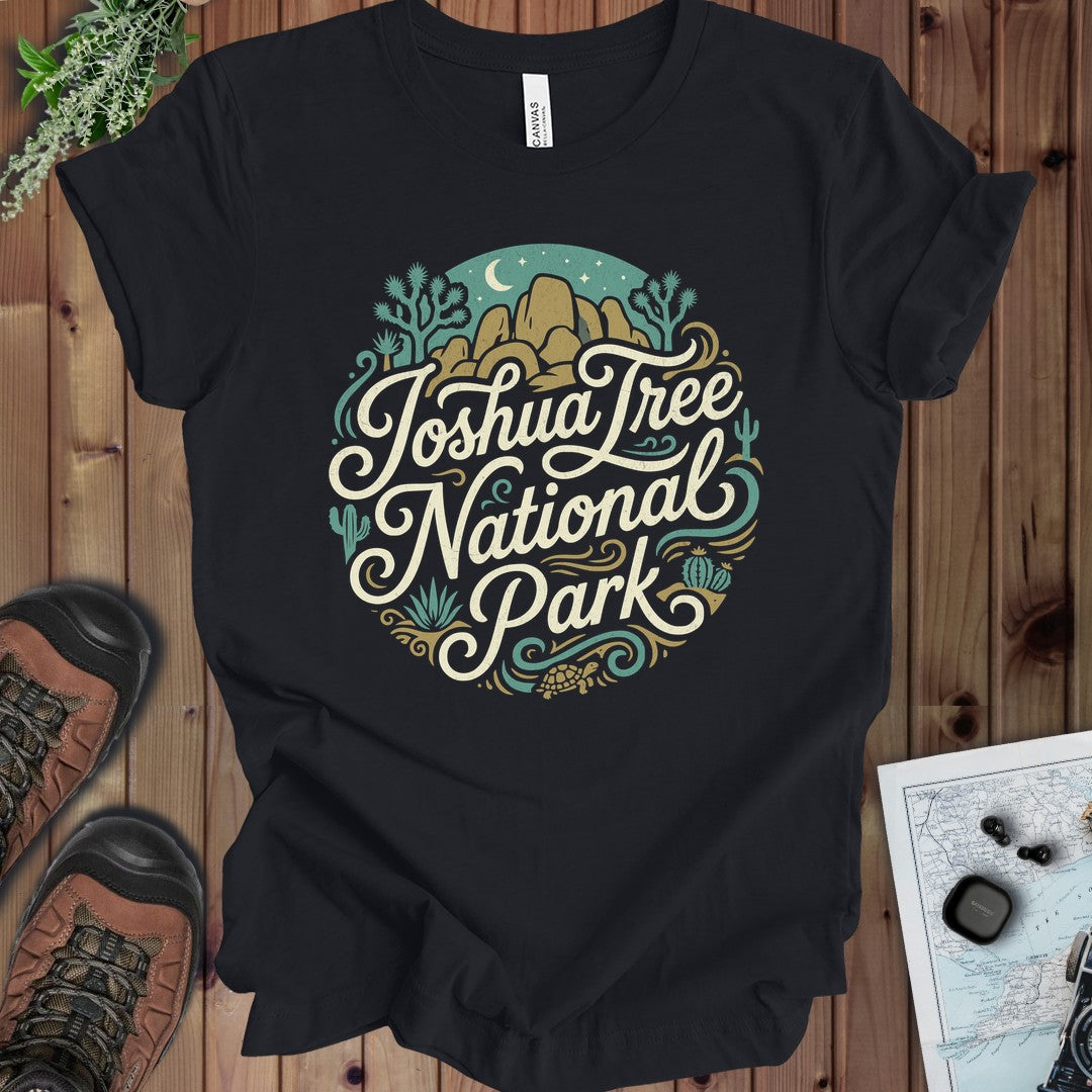 Joshua Tree National Park Curved Kids Graphic T-Shirt in Vintage Black