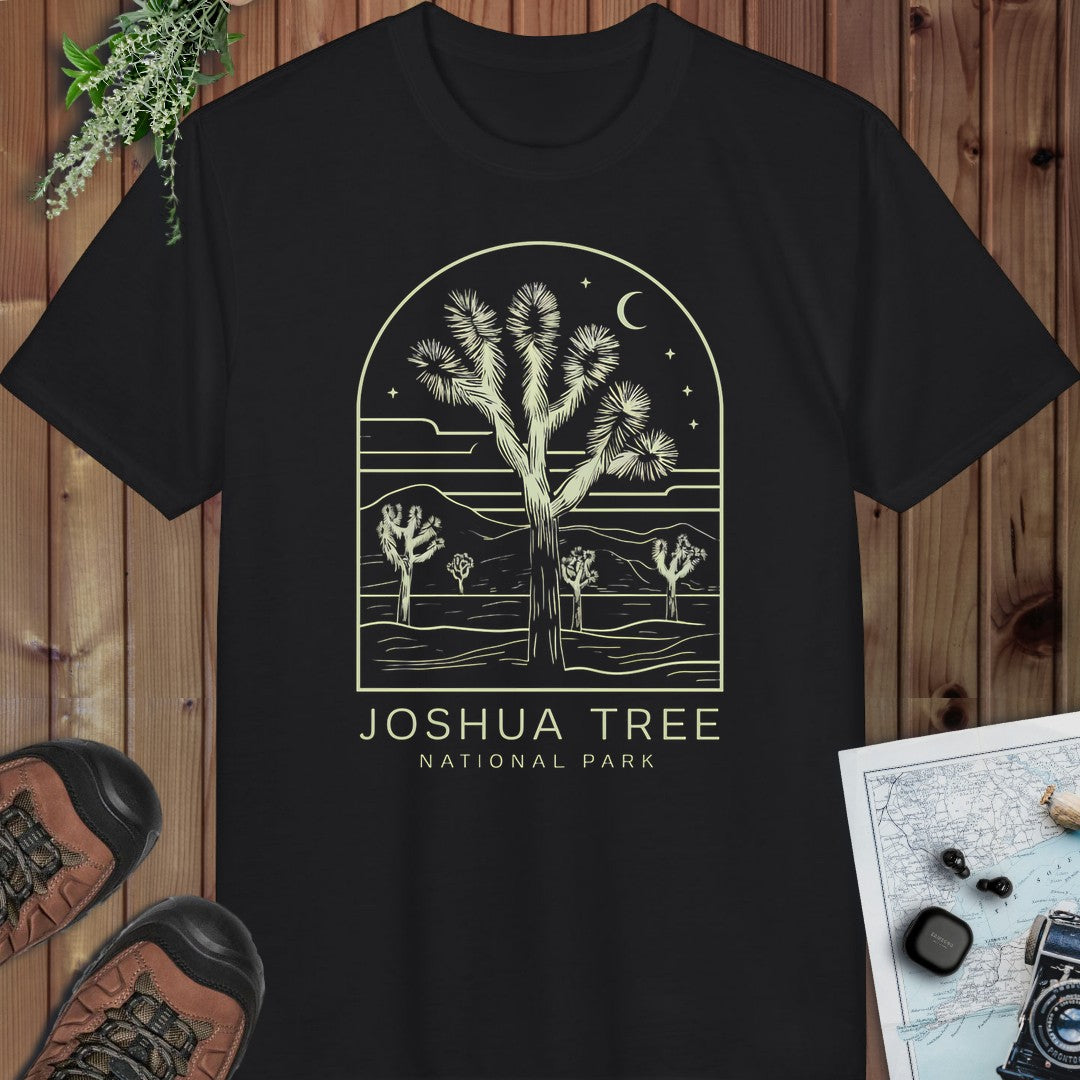 Joshua Tree National Park Desert Lines Performance T-Shirt in Black