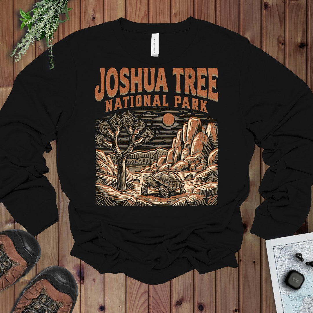 Joshua Tree National Park Desert Tortoise Long Sleeve T-Shirt in Black
