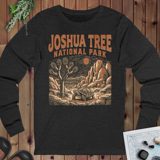 Joshua Tree National Park Desert Tortoise Long Sleeve T-Shirt in Dark Grey Heather