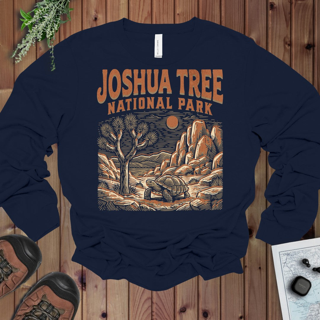 Joshua Tree National Park Desert Tortoise Long Sleeve T-Shirt in Navy