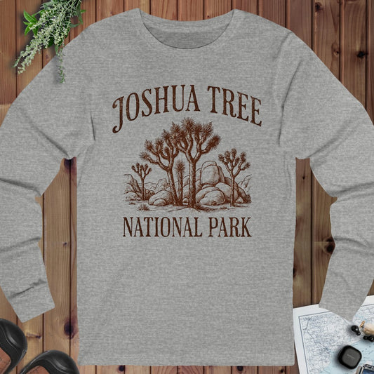 Joshua Tree National Park Rustic Long Sleeve T-Shirt in Athletic Heather