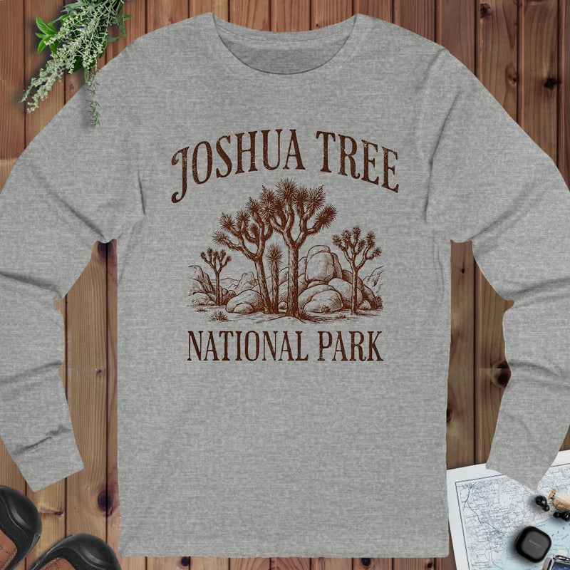 Joshua Tree National Park Rustic Long Sleeve T-Shirt in Athletic Heather