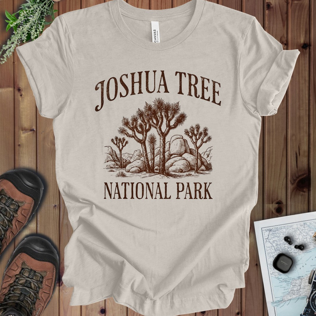 Joshua Tree National Park Rustic Kids Graphic T-Shirt in Heather Dust