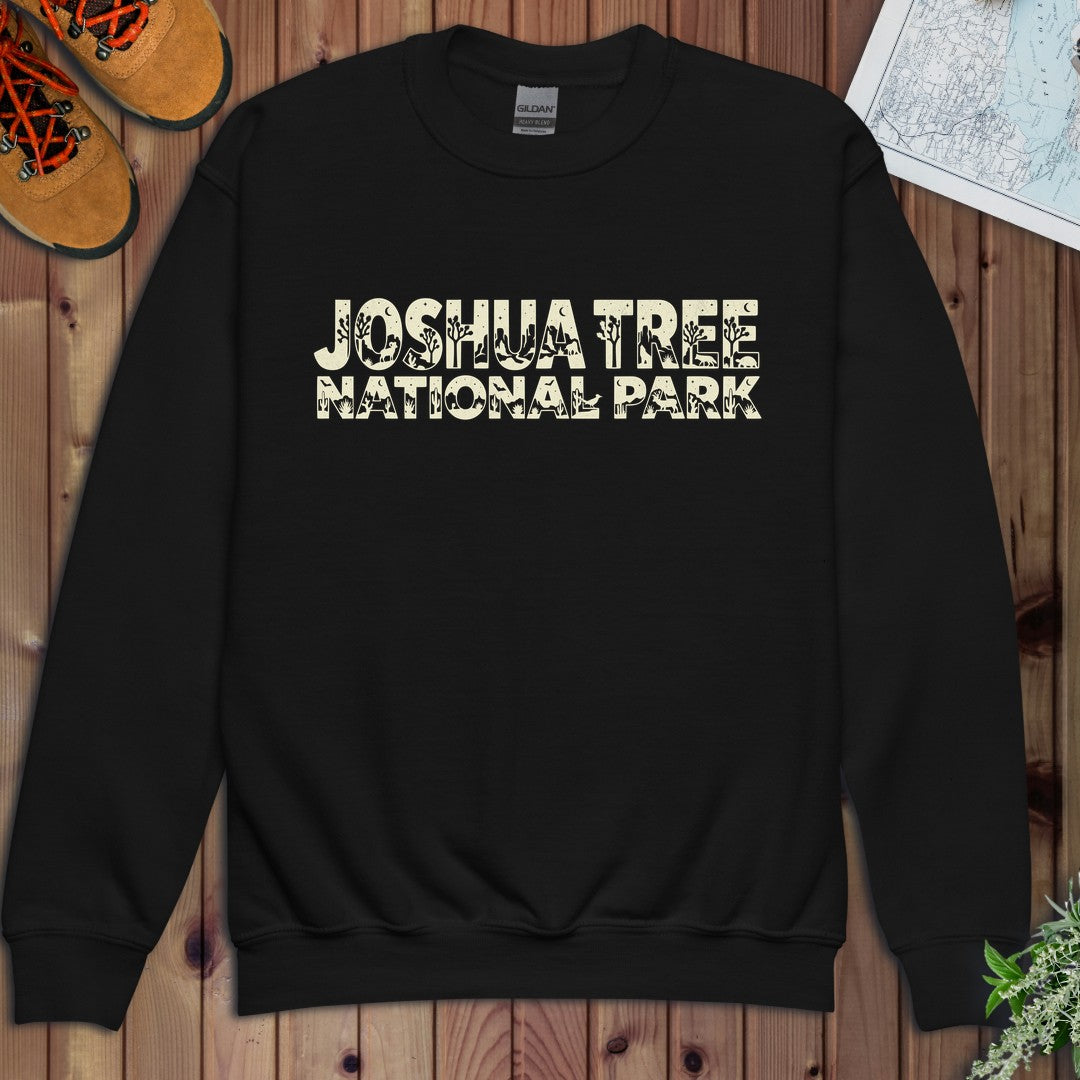 Joshua Tree National Park Silhouette Kids Graphic Youth Sweatshirt in Black