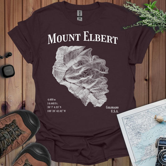 Mount Elbert Topo Lines T-Shirt in Dark Chocolate
