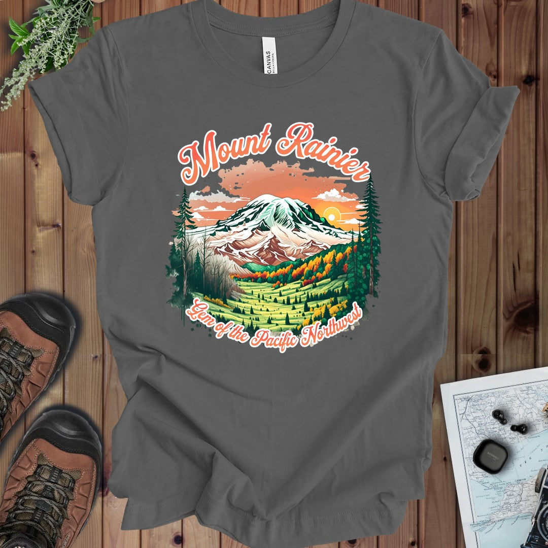 Mount Rainier Gem Unisex Kids Graphic T-Shirt in Asphalt