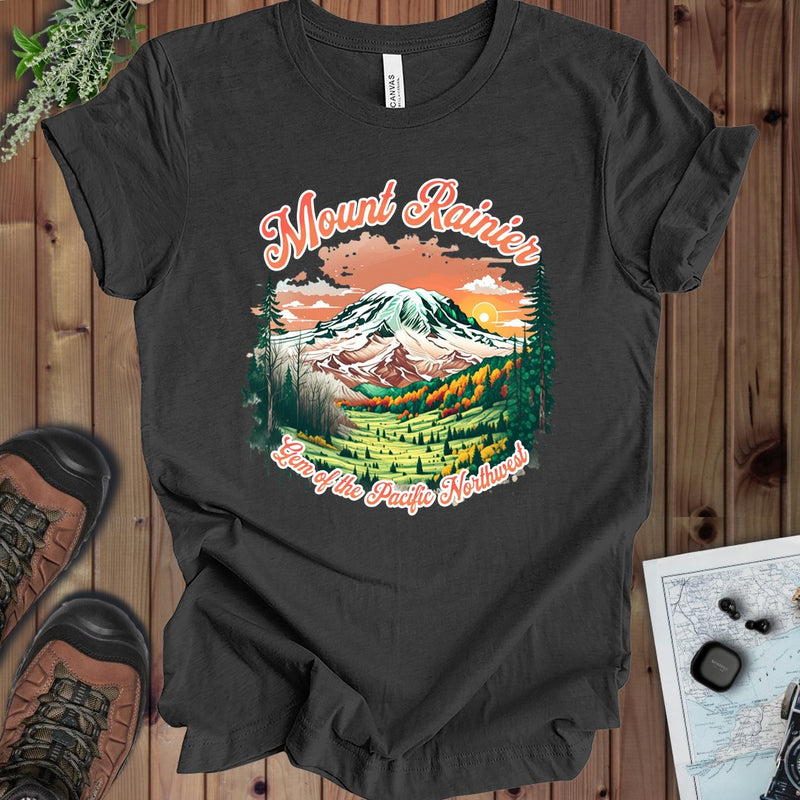 Mount Rainier Gem Unisex Kids Graphic T-Shirt in Dark Grey Heather