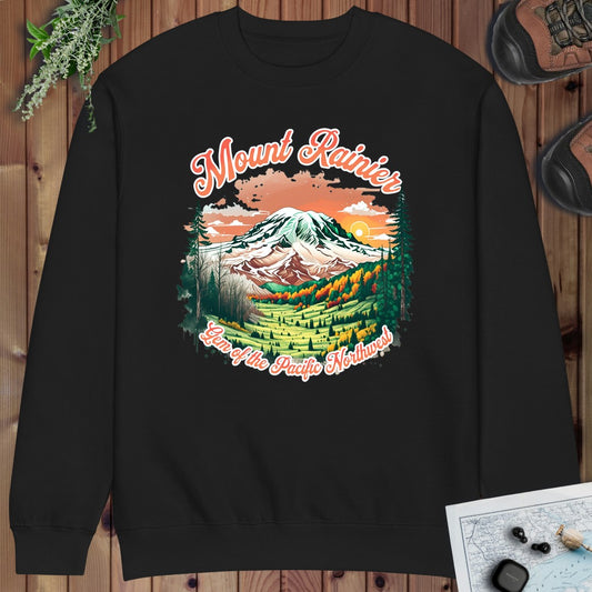Mount Rainier National Park Gem Of The Pacific Northwest Crewneck Sweatshirt in Black