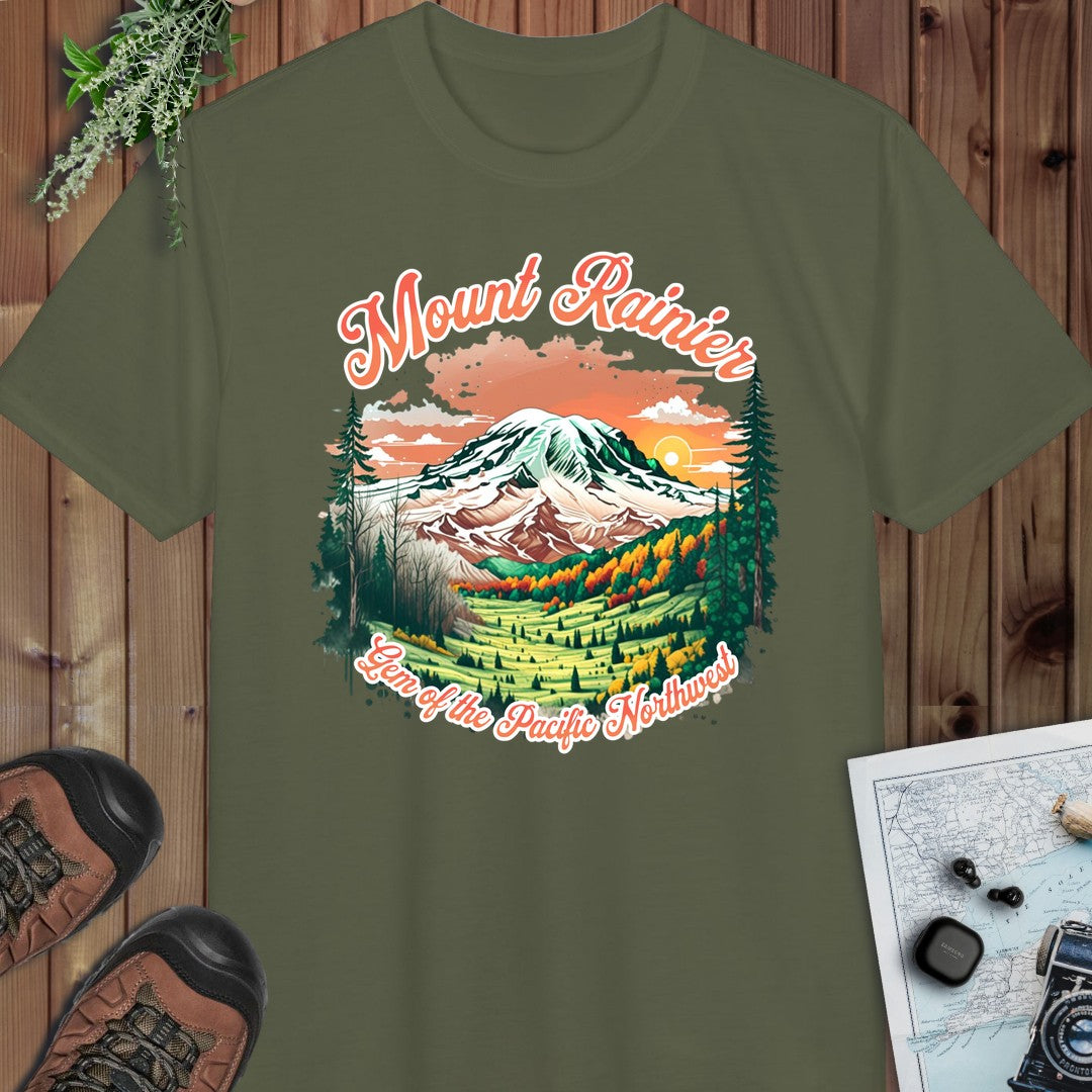 Mount Rainier National Park Gem Of The Pacific Northwest Performance T-Shirt in Military Green