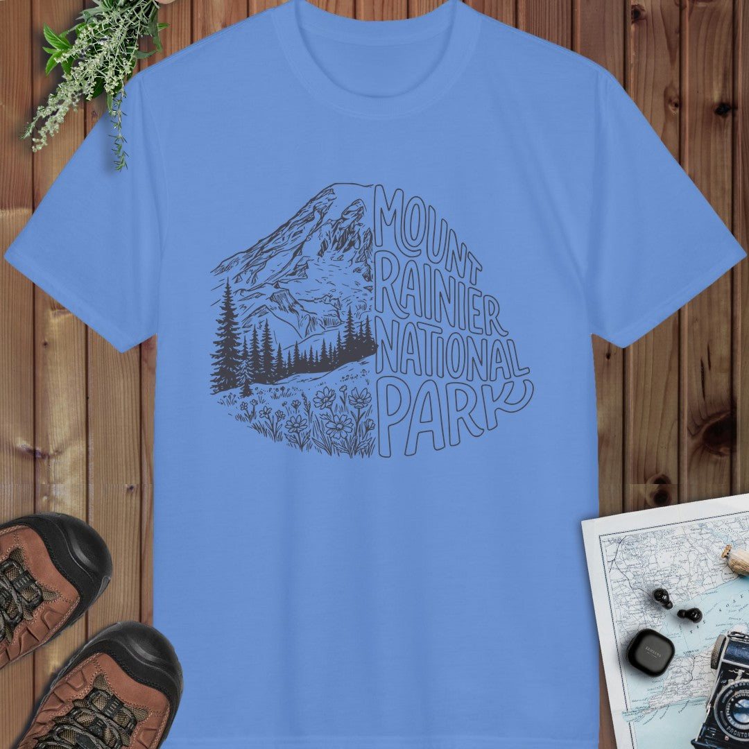 Mount Rainier National Park Half Performance T-Shirt in Carolina Blue