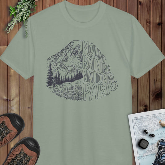 Mount Rainier National Park Half Performance T-Shirt in Sage