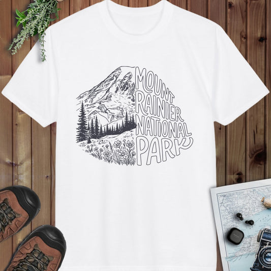Mount Rainier National Park Half Performance T-Shirt in White