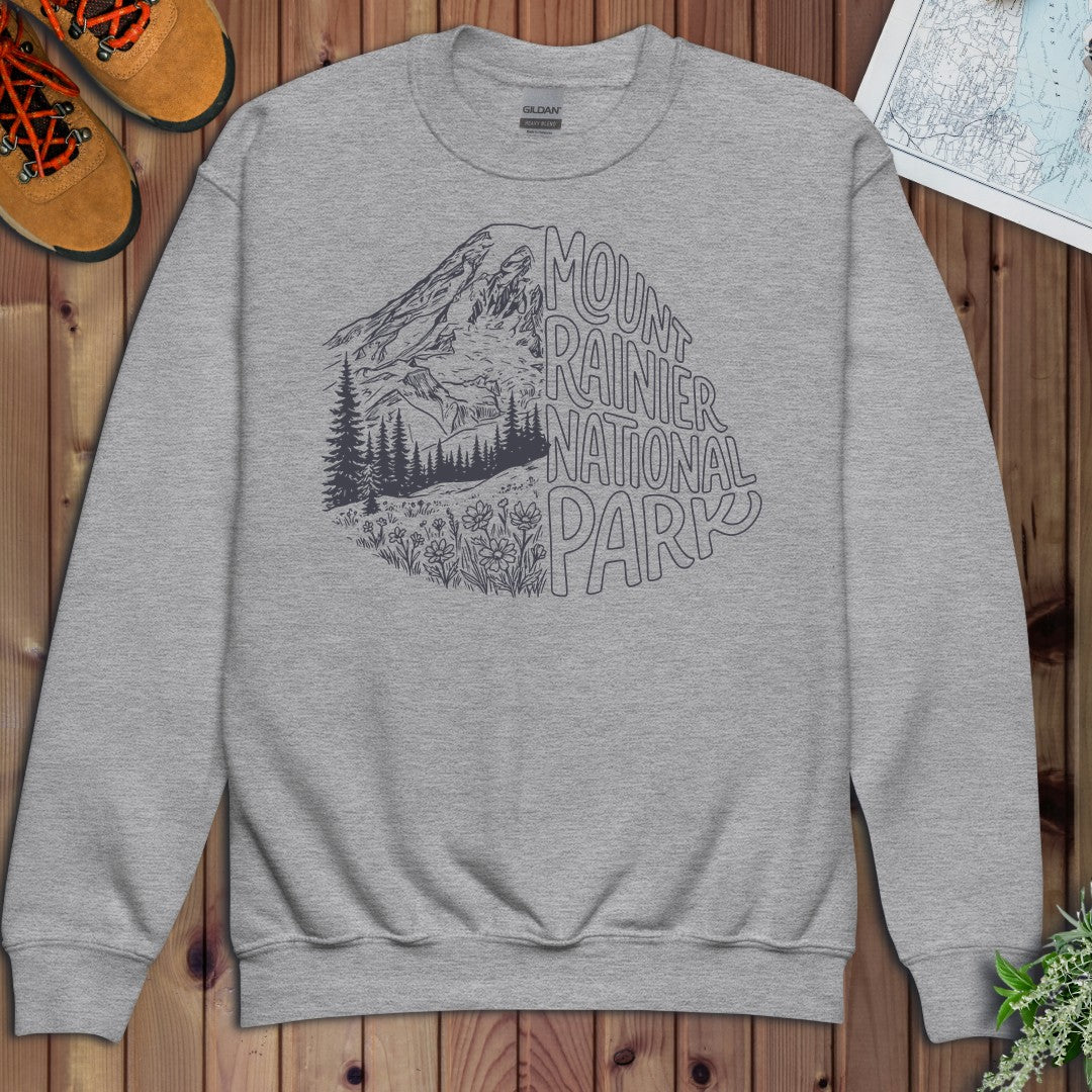 Mount Rainier National Park Half Youth Sweatshirt in Athletic Heather