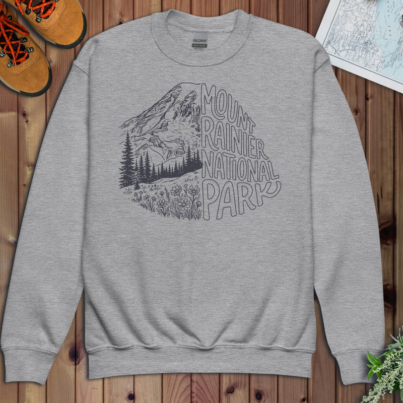 Mount Rainier National Park Half Youth Sweatshirt in Athletic Heather