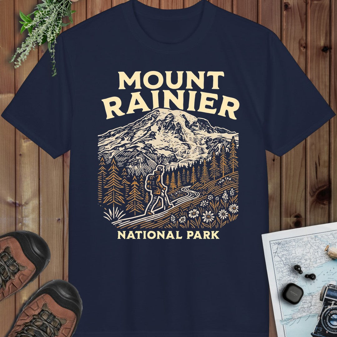 Mount Rainier National Park Hiker Performance T-Shirt in Navy