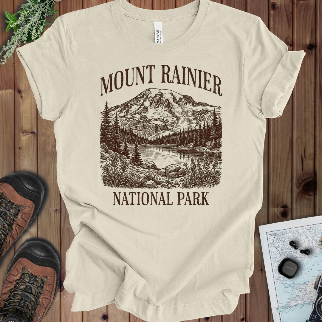 Mount Rainier National Park Kids Rustic Graphic T-Shirt in Natural