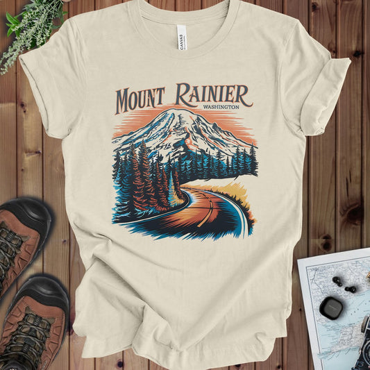 Mount Rainier Washington Kids Graphic T-Shirt in Natural