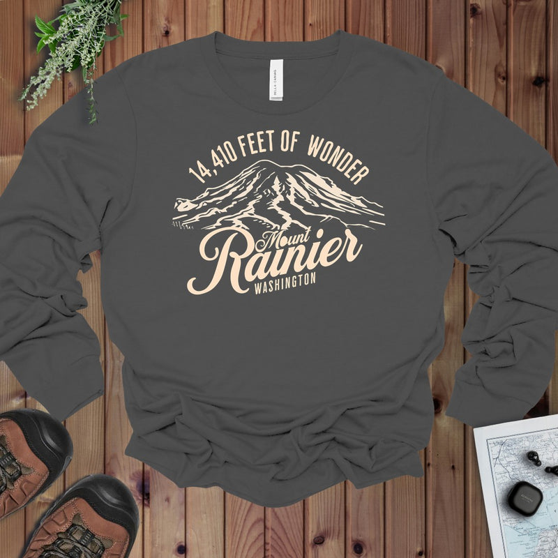 Mount Rainier Washington Unisex Soft Short Sleeve 14k Ft Of Wonder Long Sleeve T-Shirt in Asphalt