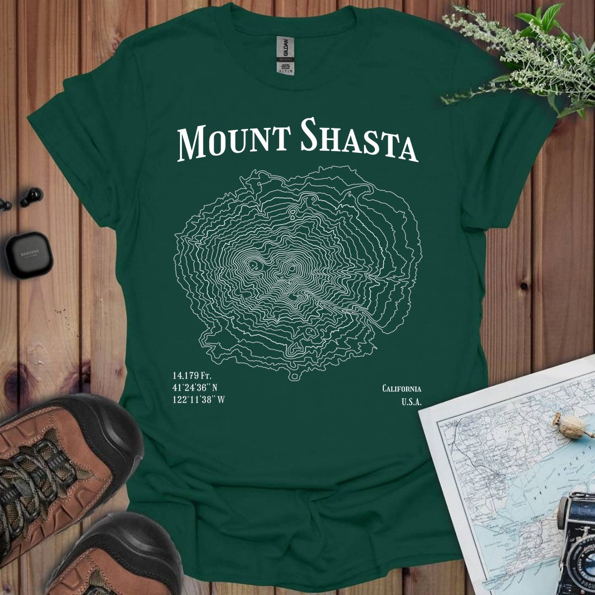 Mount Shasta Topo Lines T-Shirt