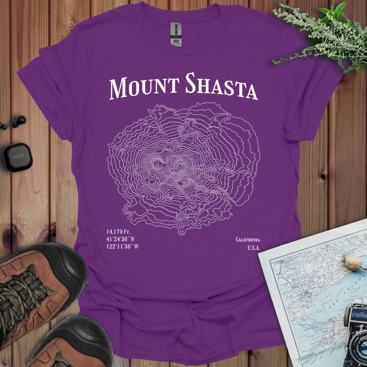 Mount Shasta Topo Lines T-Shirt