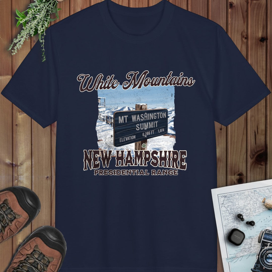 Mount Washington Sign Performance T-Shirt in Navy