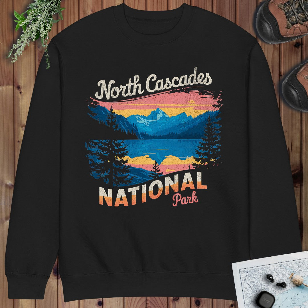 North Cascades National Park Crewneck Sweatshirt in Black