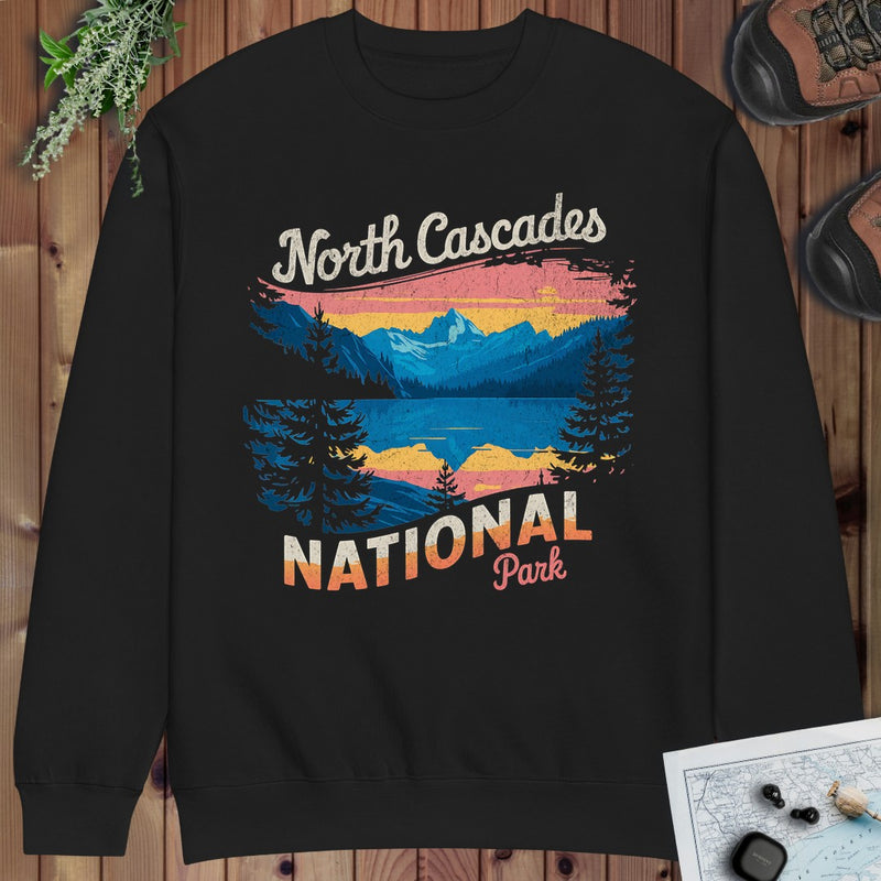 North Cascades National Park Crewneck Sweatshirt in Black