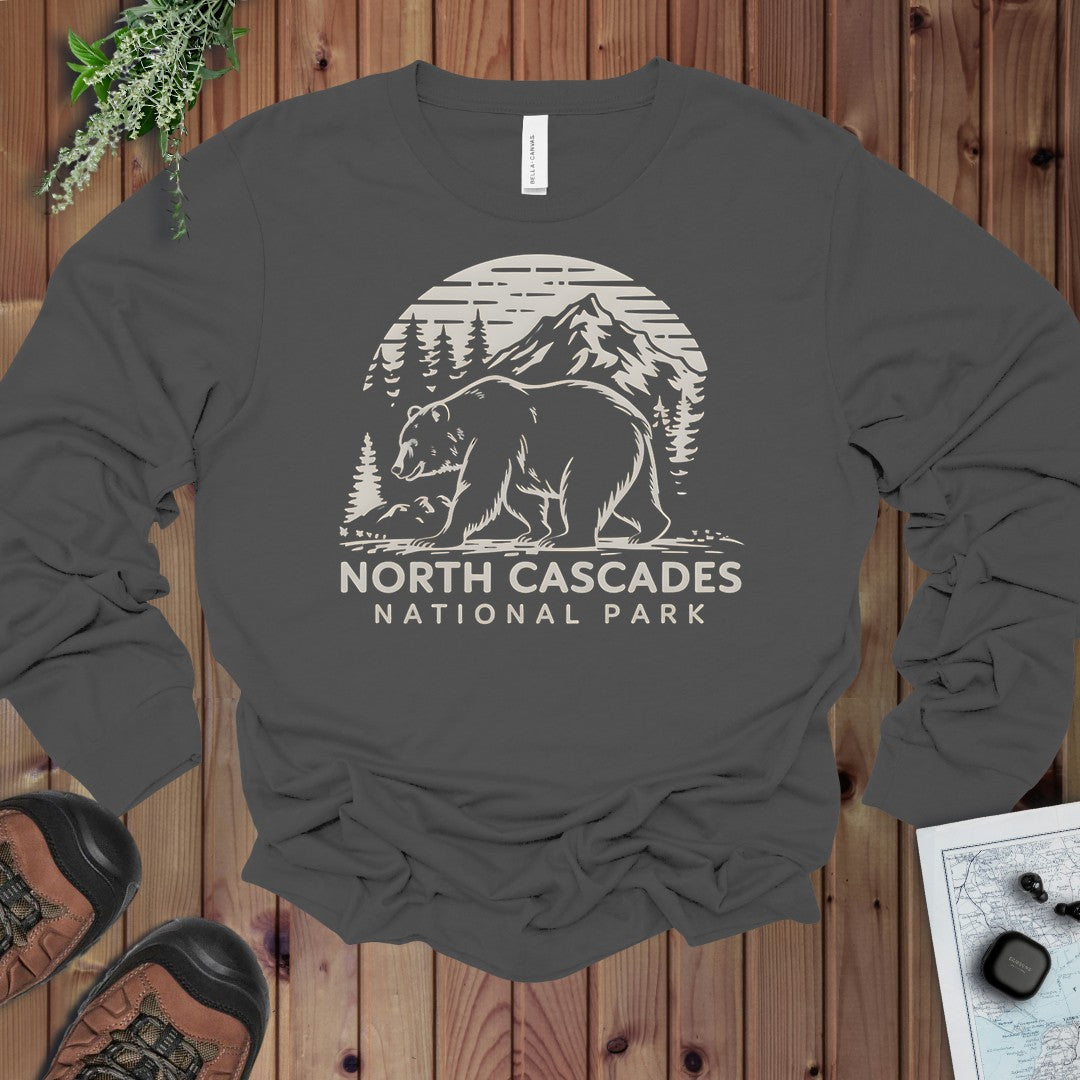 North Cascades National Park Nature Long Sleeve T-Shirt in Asphalt