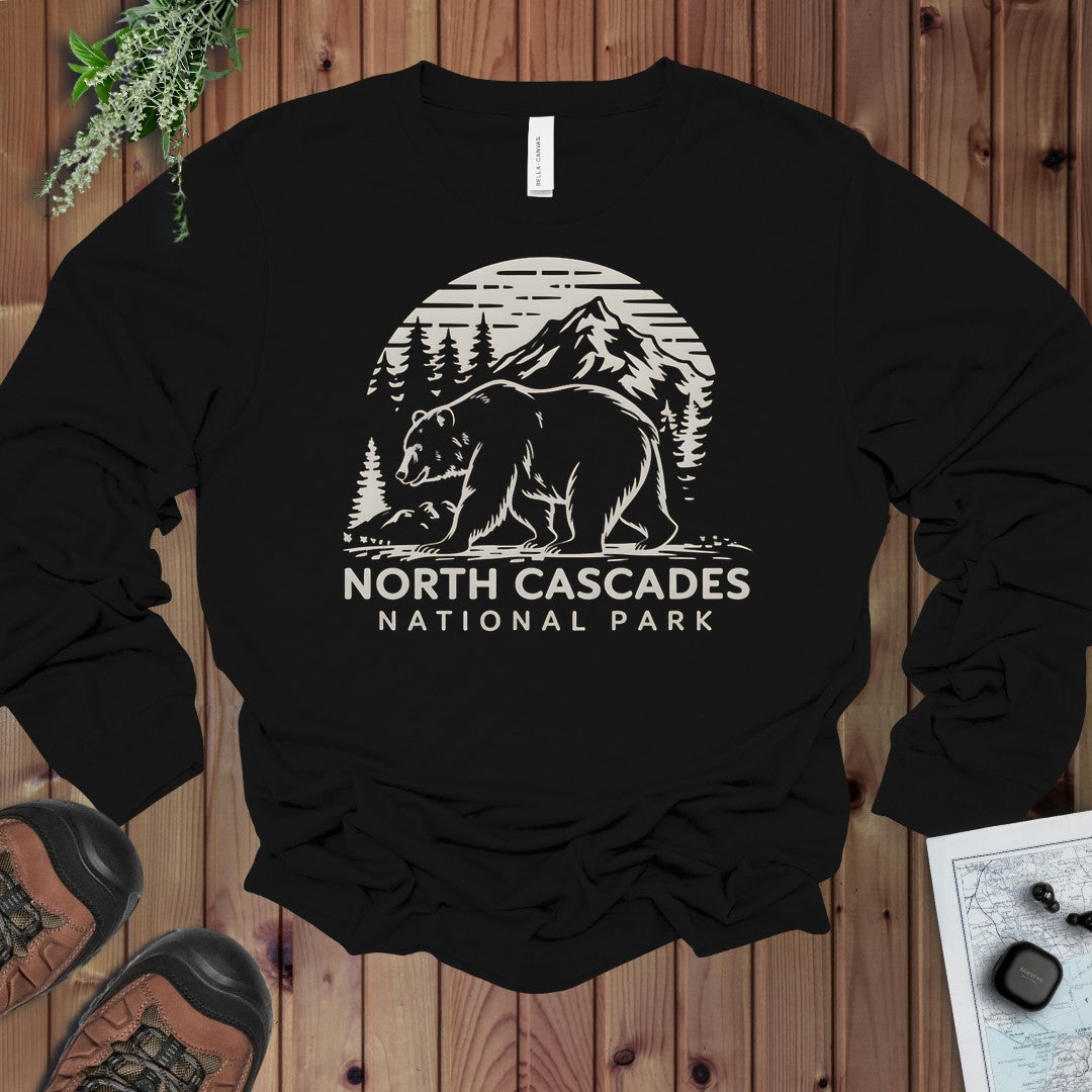 North Cascades National Park Nature Long Sleeve T-Shirt in Black