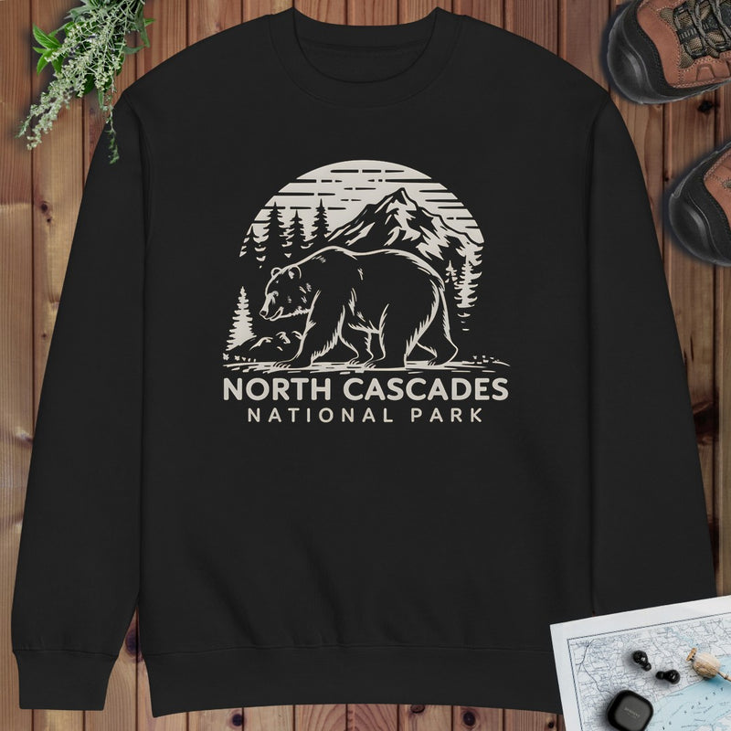 North Cascades National Park Nature Crewneck Sweatshirt in Black