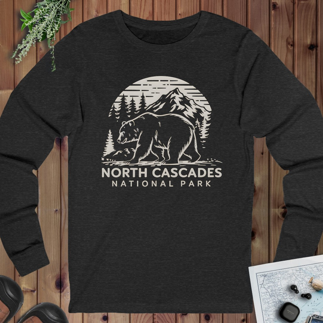 North Cascades National Park Nature Long Sleeve T-Shirt in Dark Grey Heather