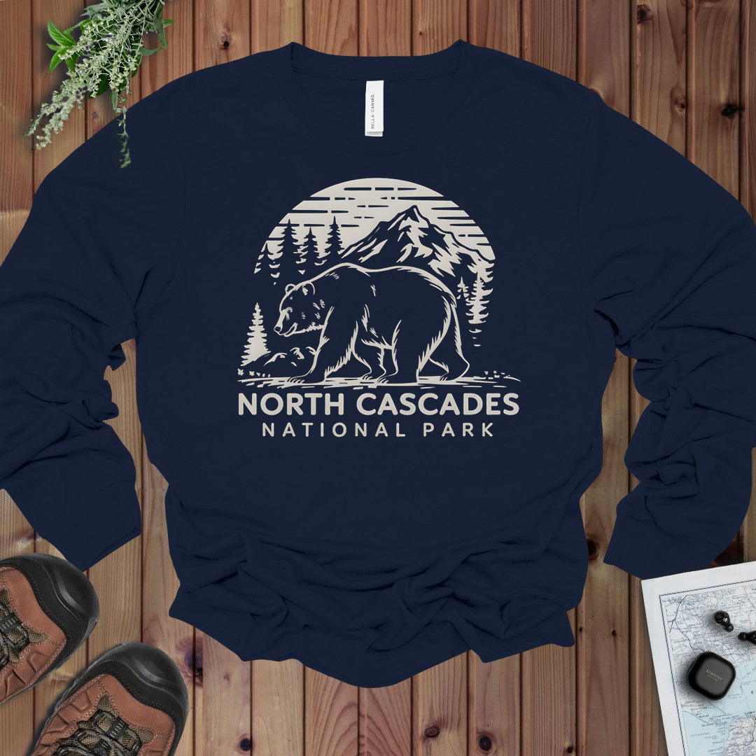 North Cascades National Park Nature Long Sleeve T-Shirt in Navy