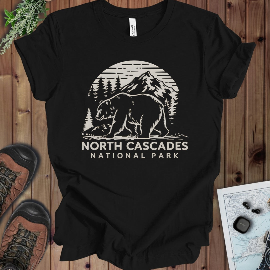 North Cascades National Park Unisex Kids Graphic T-Shirt in Black