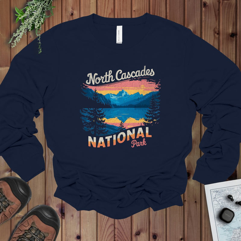 North Cascades National Park Unisex Fit Stehekin Long Sleeve T-Shirt in Navy