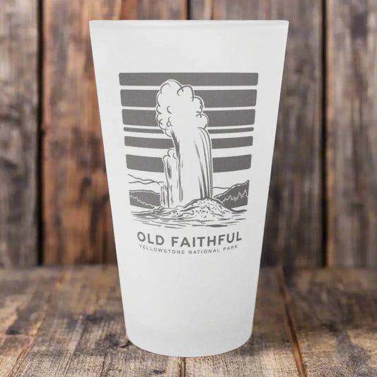 Old Faithful Frosted Pint Yellowstone National Park Drinkware teelaunch