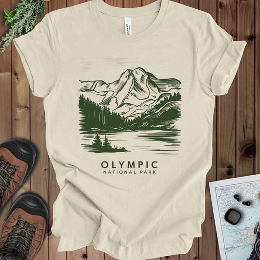Olympic National Park Coastal Mountains Kids Graphic T-Shirt in Natural