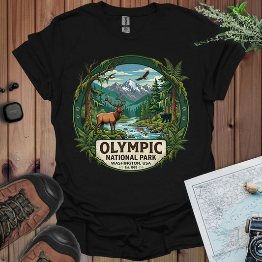 Olympic National Park Emblem Graphic T-shirt in Black