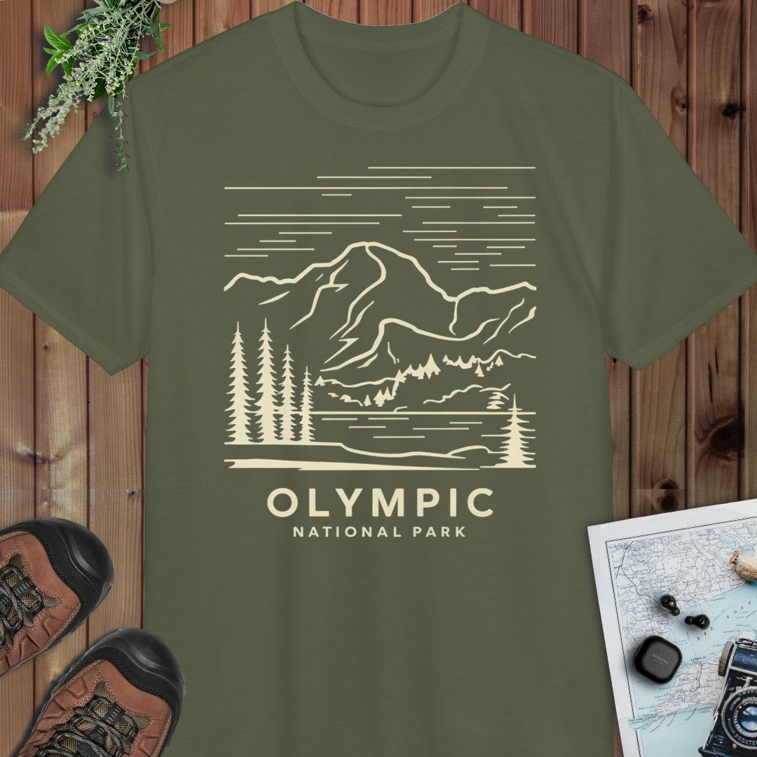 Olympic National Park Performance T-Shirt in Military Green
