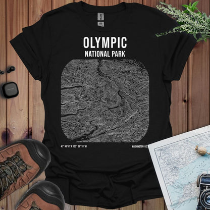Olympic National Park Topo Lines T-Shirt in Black