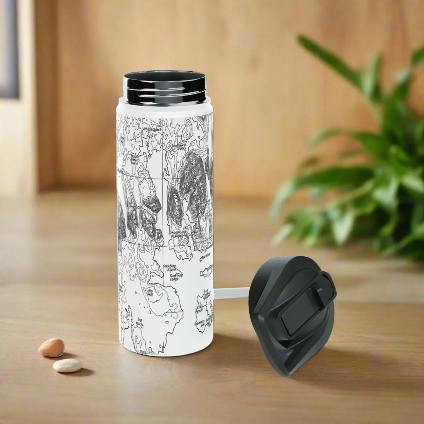 Acadia National Park Stainless Steel Water Bottle (3 Sizes, 3 Lid Styles) Mug Printify White 18oz Standard Straw