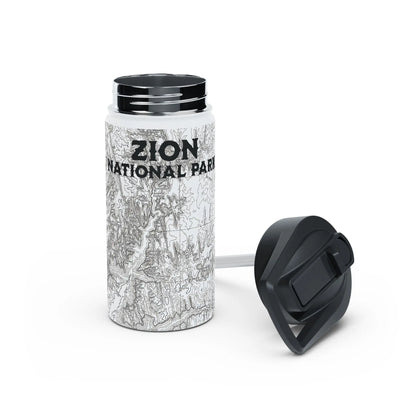 Zion National Park Insulated Stainless Steel Water Bottle (3 Sizes, 3 Lid Options) water bottle Printify White 12oz Straw Cap