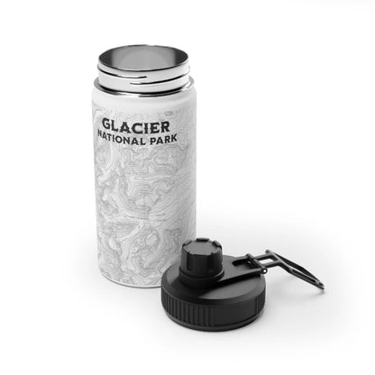 Glacier National Park Stainless Steel Water Bottle (3 Lids, 3 Sizes) water bottle Printify White 12oz Sport Cap